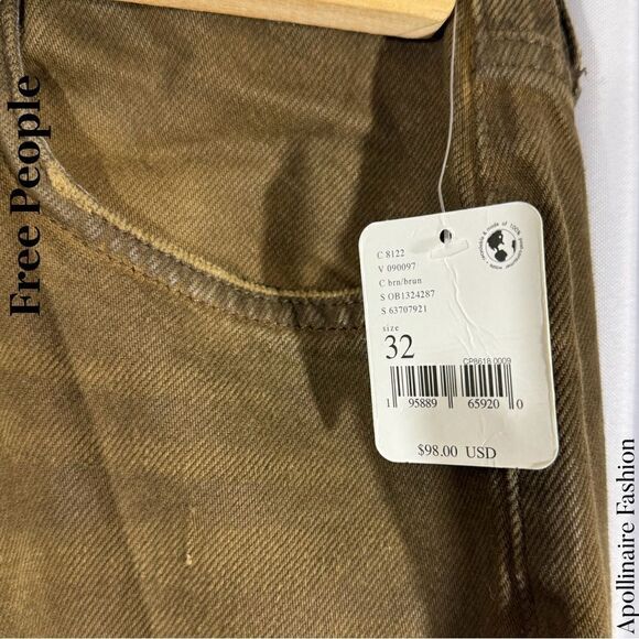 FREE PEOPLE LASSO JEANS IN BROWN SIZE 32 NWT - Picture 4 of 5